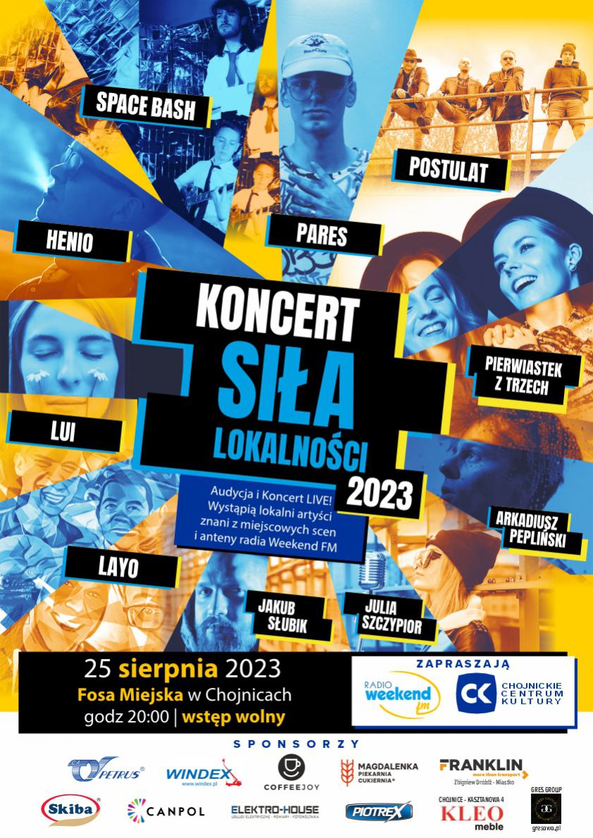"Siła lokalności 2023" - koncert i audycja live. Sprawdź, kto w piątek 25 sierpnia wystąpi w Fosie Miejskiej w Chojnicach!
