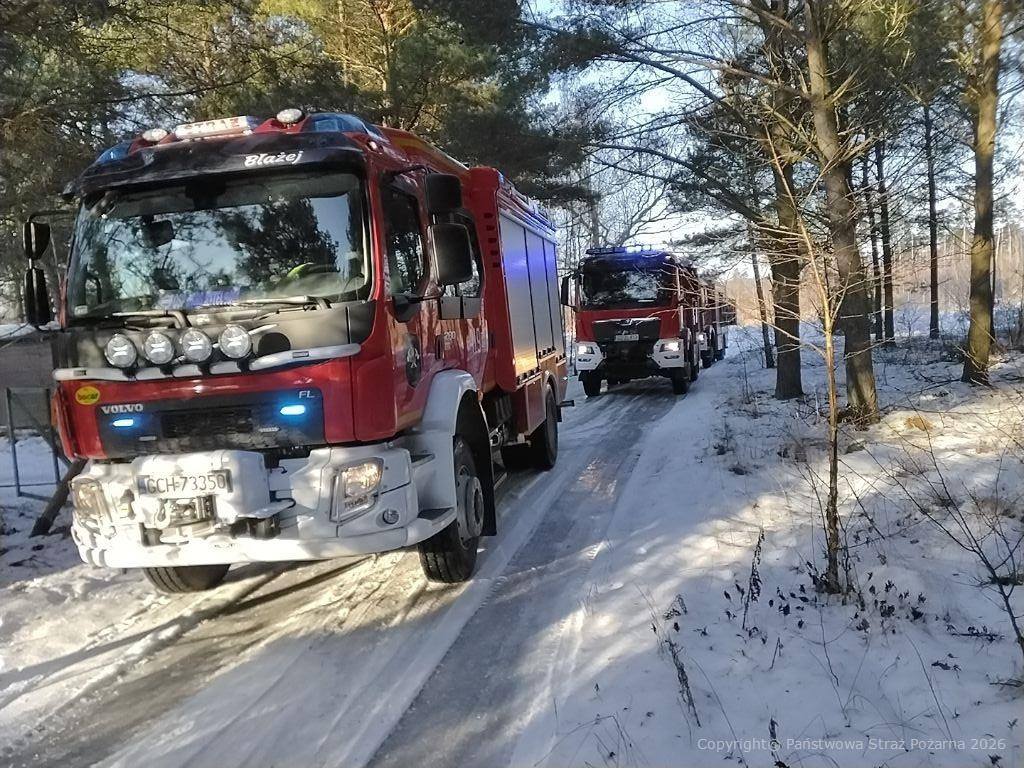 Pożar domku letniskowego w Lutomiu w gminie Czersk. Kobieta z dzieckiem zdołali się ewakuować